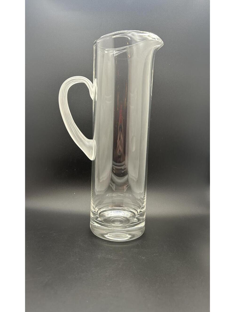 Vintage 12 inch tall Glass Martini Pitcher With Frosted Handle